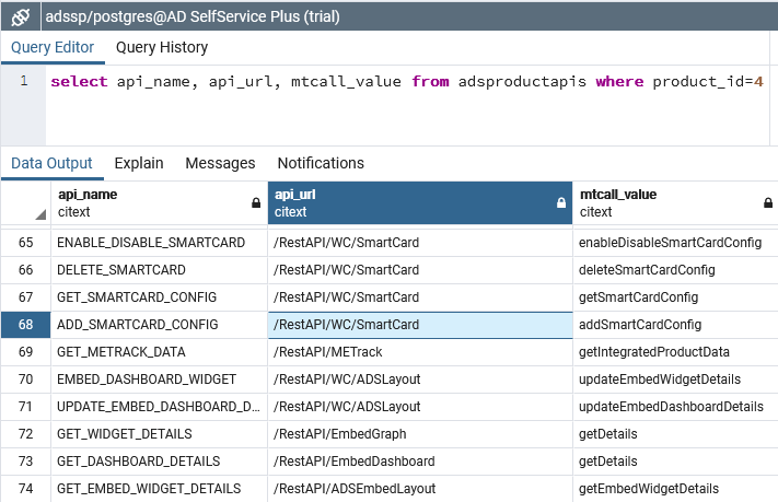 ADSelfService Plus PostgreSQL database